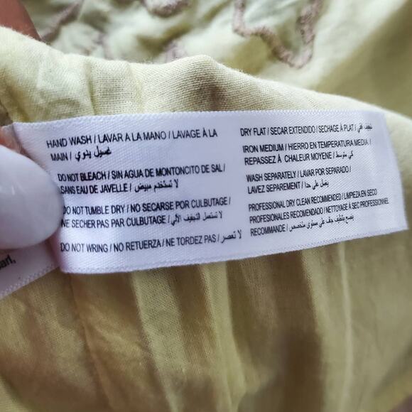 Splash Sleeveless Cotton Linen Blend Floral Embroidered Beige Sundress 10 - Picture 7 of 8